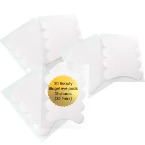 3D Beauty Biogel Eye Pads For Eyelash Extension, Under Eye Pads Eyelash Extension Supplies - 15 Sheets (30 Pairs)