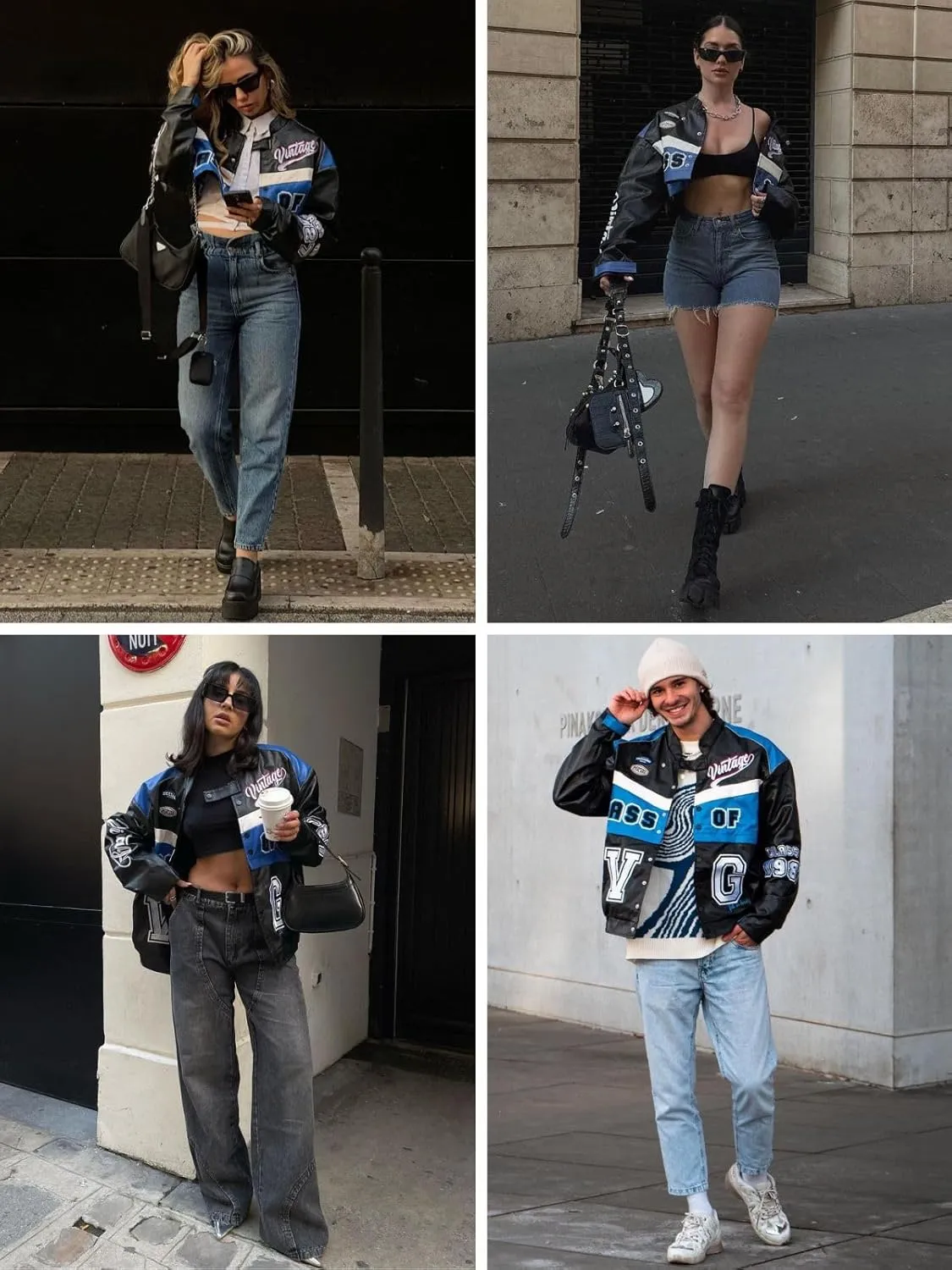 Aelfric Eden Men's Motorcycle Jacket Moto Bomber Lightweight Varsity Jacket Women Vintage Coats