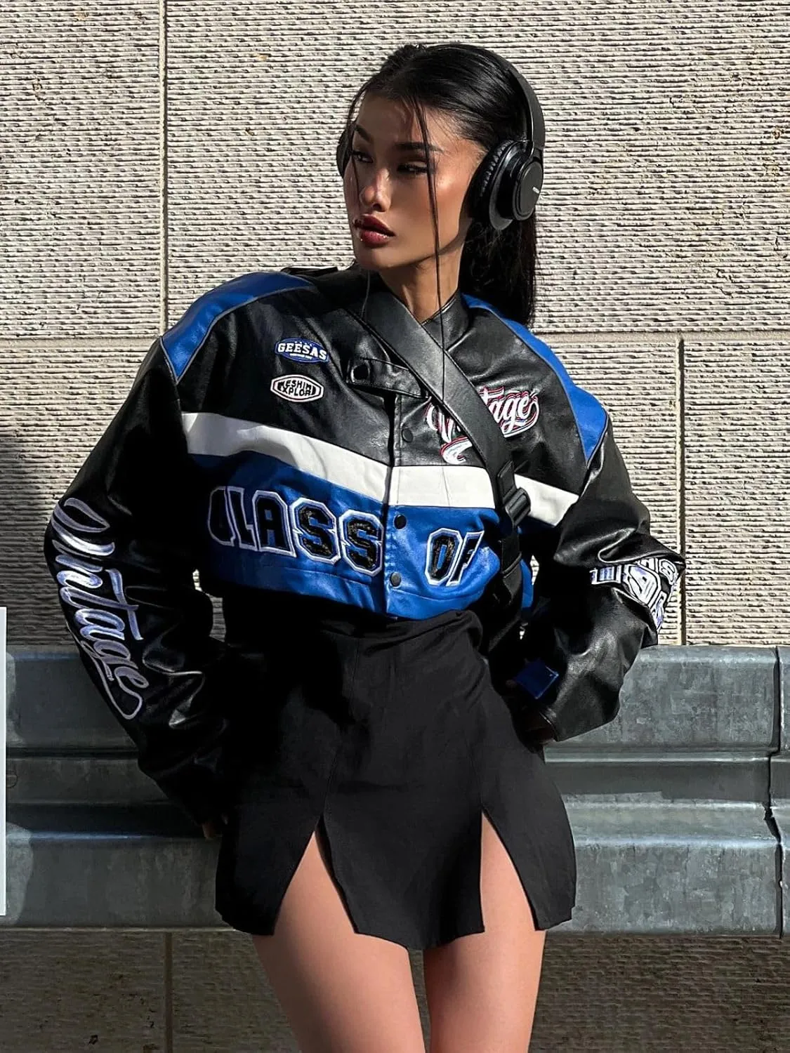 Aelfric Eden Men's Motorcycle Jacket Moto Bomber Lightweight Varsity Jacket Women Vintage Coats