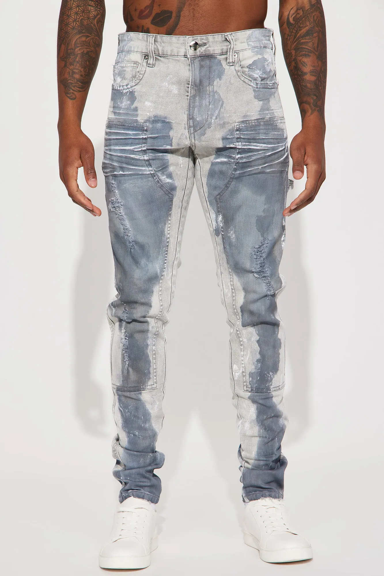 All The Work Stacked Skinny Carpenter Jeans - Grey