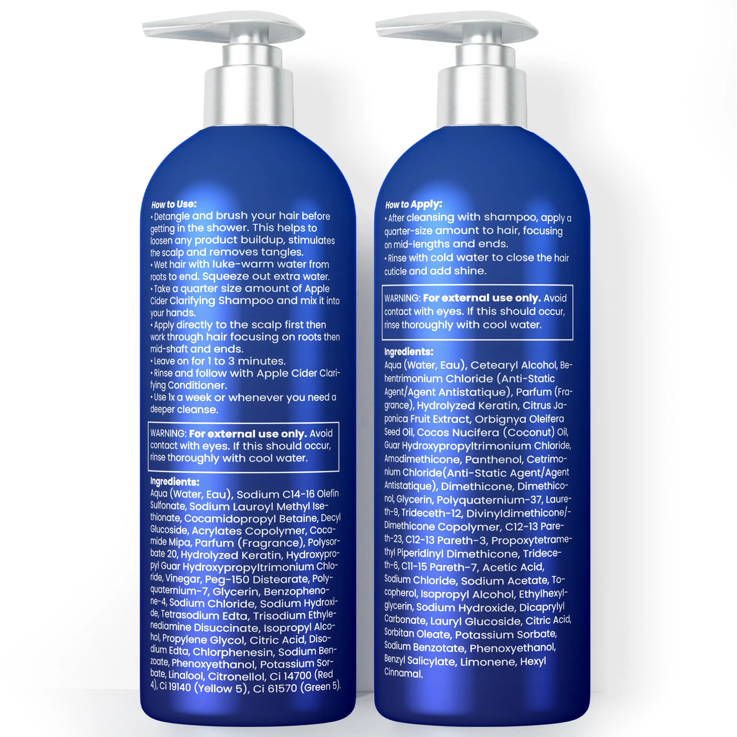 Apple Cider Vinegar Shampoo and Conditioner Set | Deep Cleansing, Frizz Control, Shine Restoration & Scalp Care | Clarifying Shampoo for All Hair Types | 10.14 fl.oz (Pack of 2)