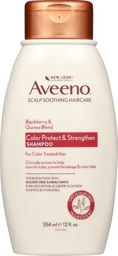 Aveeno Blackberry Quinoa Protein Blend Sulfate-Free Shampoo for Color-Treated Hair Protection, Daily Strengthening & Moisturizing Shampoo, Paraben & Dye-Free, 12 Fl Oz (Packaging may vary)