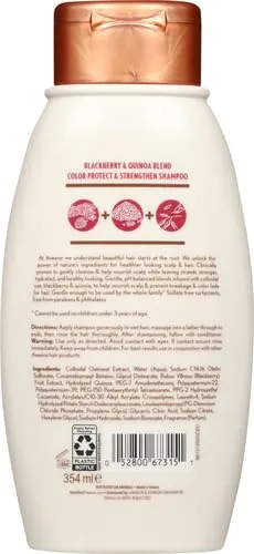 Aveeno Blackberry Quinoa Protein Blend Sulfate-Free Shampoo for Color-Treated Hair Protection, Daily Strengthening & Moisturizing Shampoo, Paraben & Dye-Free, 12 Fl Oz (Packaging may vary)