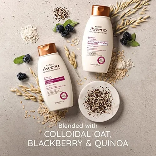 Aveeno Blackberry Quinoa Protein Blend Sulfate-Free Shampoo for Color-Treated Hair Protection, Daily Strengthening & Moisturizing Shampoo, Paraben & Dye-Free, 12 Fl Oz (Packaging may vary)