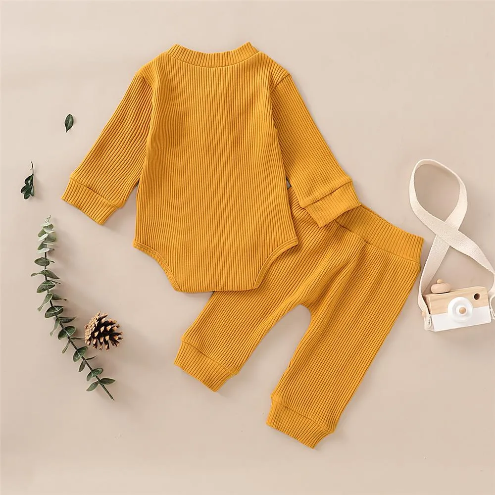 Baby Unisex Solid Long Sleeve Romper & Pants Baby Wholesale Suppliers