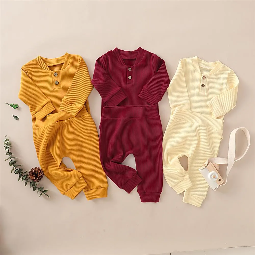 Baby Unisex Solid Long Sleeve Romper & Pants Baby Wholesale Suppliers