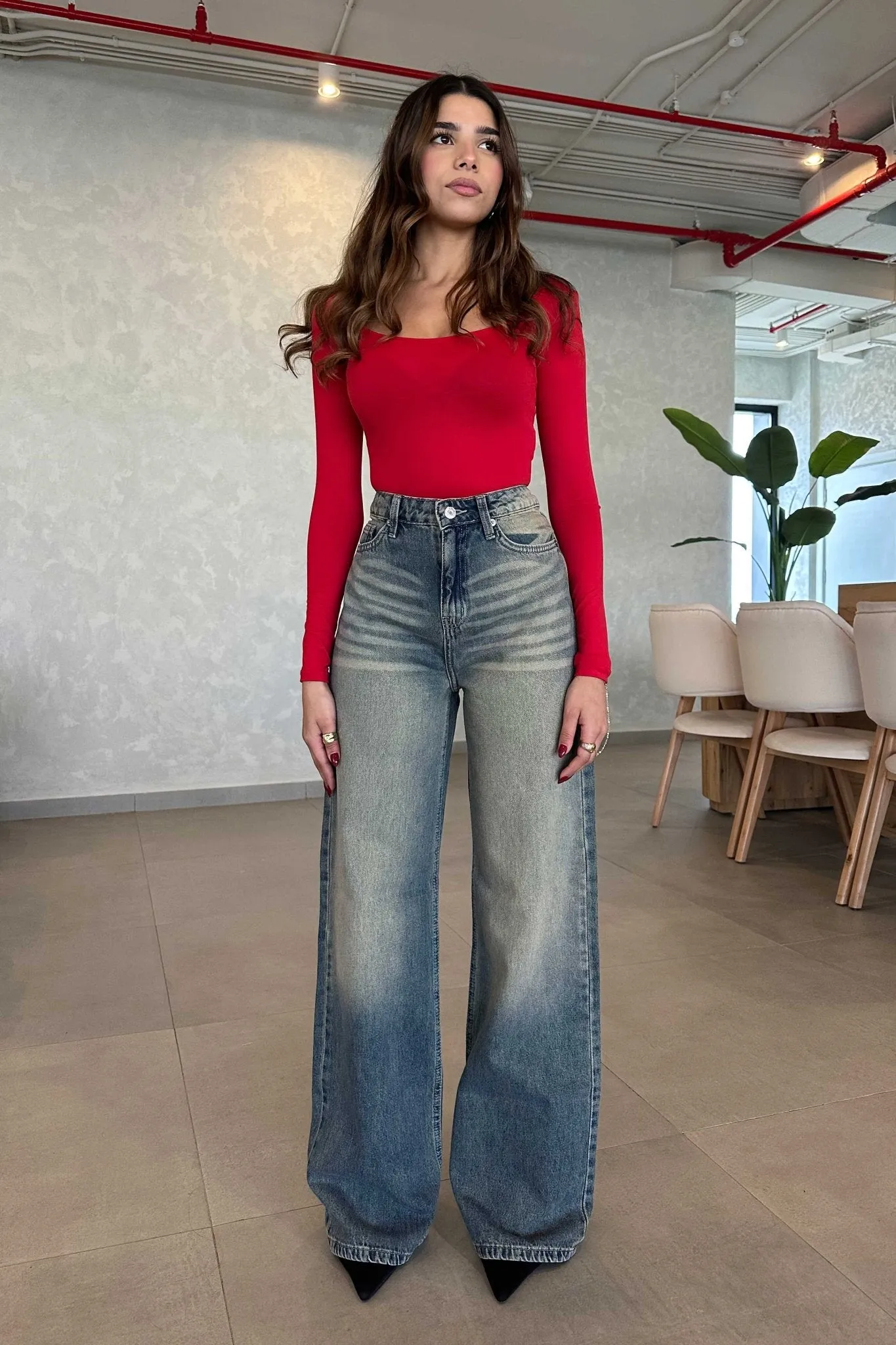Baggy - High-Waist Retro Vintage Washed Blue Jeans