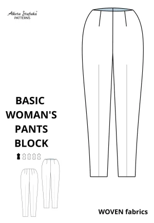 Basic Woman's Pants Block Sewing Pattern for WOVEN fabrics