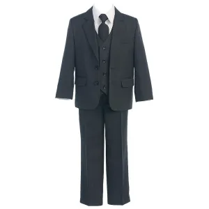 Big Boys Charcoal Button Jacket Vest Shirt Tie Pant Suit 8-20 Husky