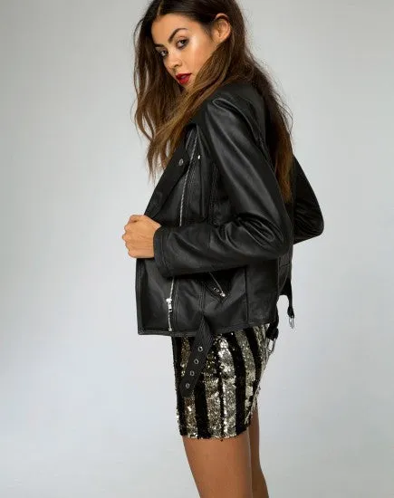 BLACK AND GOLD CHERRY TUBE SKIRT