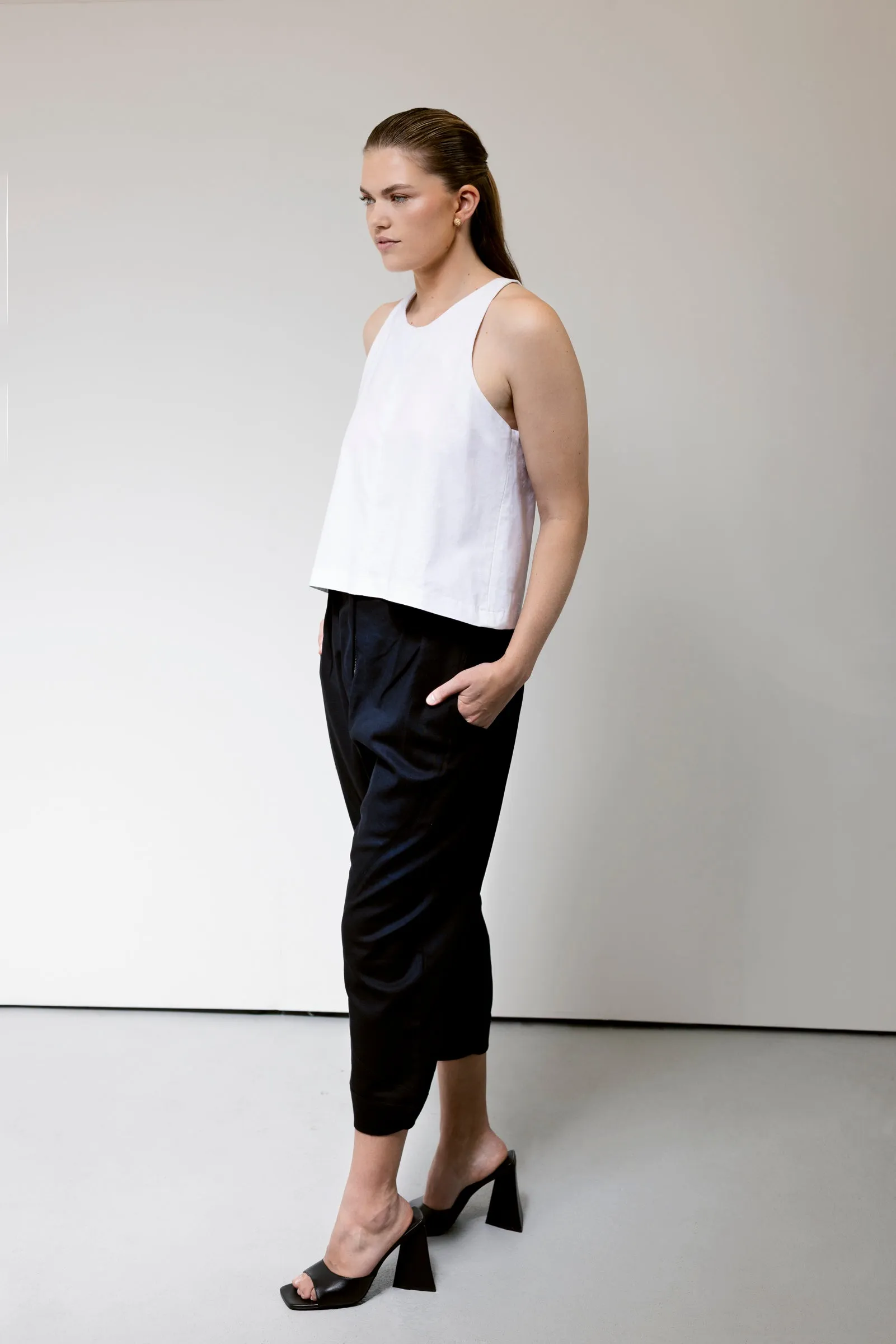 Black Peta Cocoon Pant- Australian-Made Contemporary Design