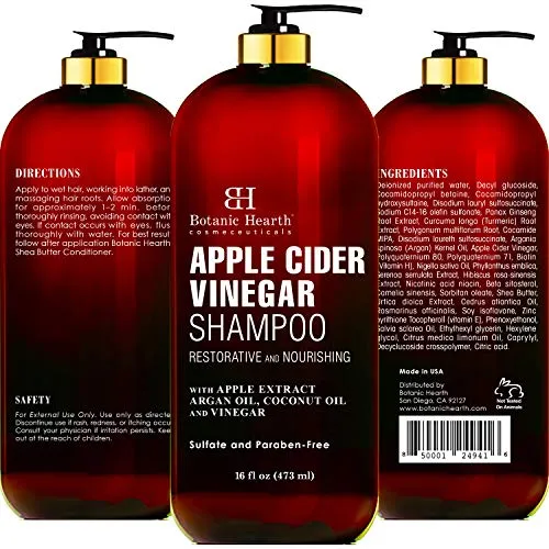 Botanic Hearth Apple Cider Vinegar Shampoo - Clarifying and Nourishing, Reduces Itchy Scalp, Dandruff & Frizz - Sulfate Free, for All Hair Types, Men and Women - 16 fl oz