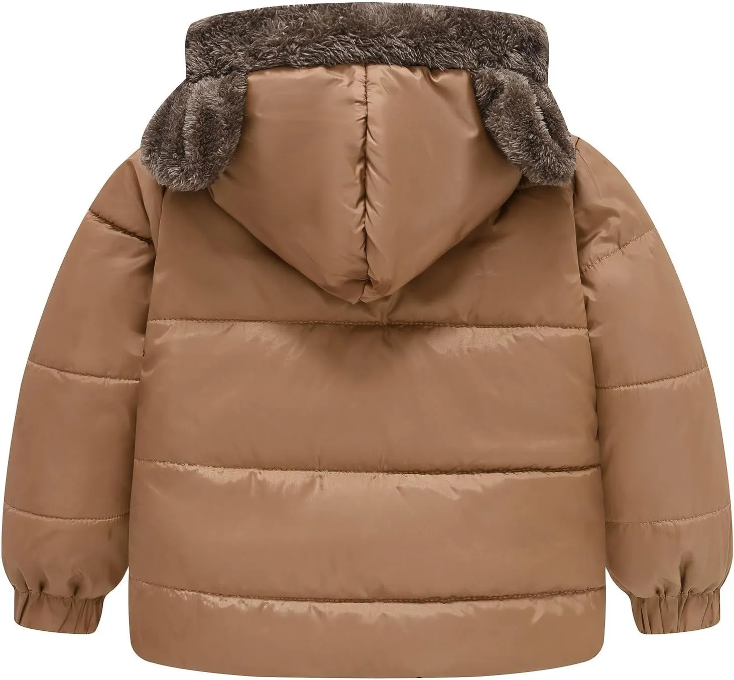 Boys and Girls Middle Children Solid Color Ears Cute Pocket Short Cotton Padded Children's Coat Boy Coat Winter Clothes