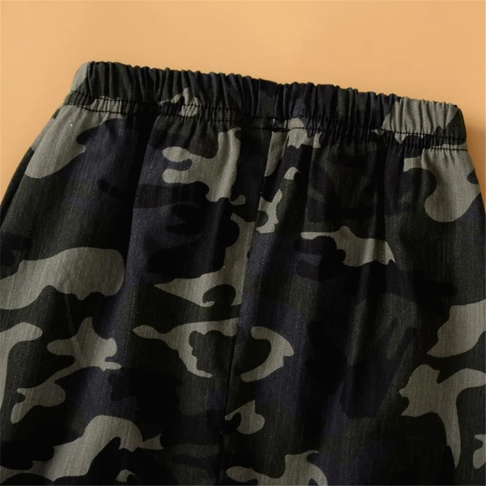 Boys Camo Letter Printed Long Sleeve Top & Pants Boy Wholesale Clothing