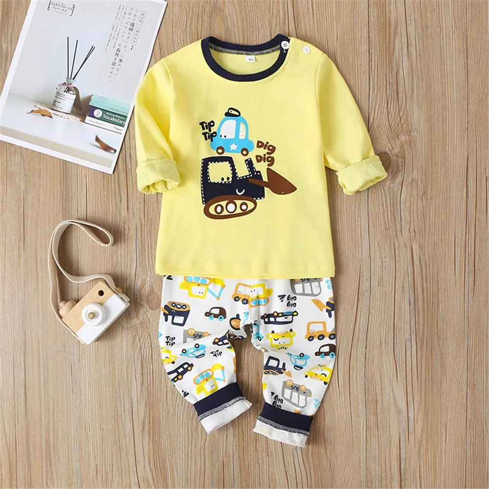 Boys Cartoon Cute Long Sleeve Top & Pants