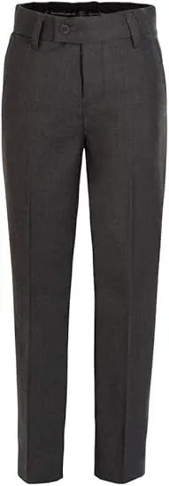 Boys Dress Pants Flat-Front Skinny fit Slacks - Poly Rayon Giovanni Uomo Charcoal 12