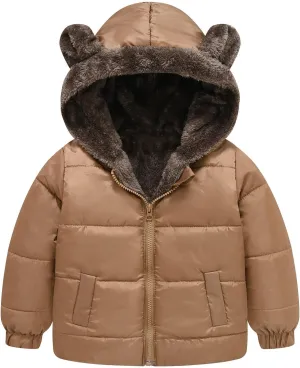 Boys Girls Solid Color Ears Cute Puffer Pocket Children Short Cotton Padded Childrens Coat Snow 9 Month Old Coat Boys