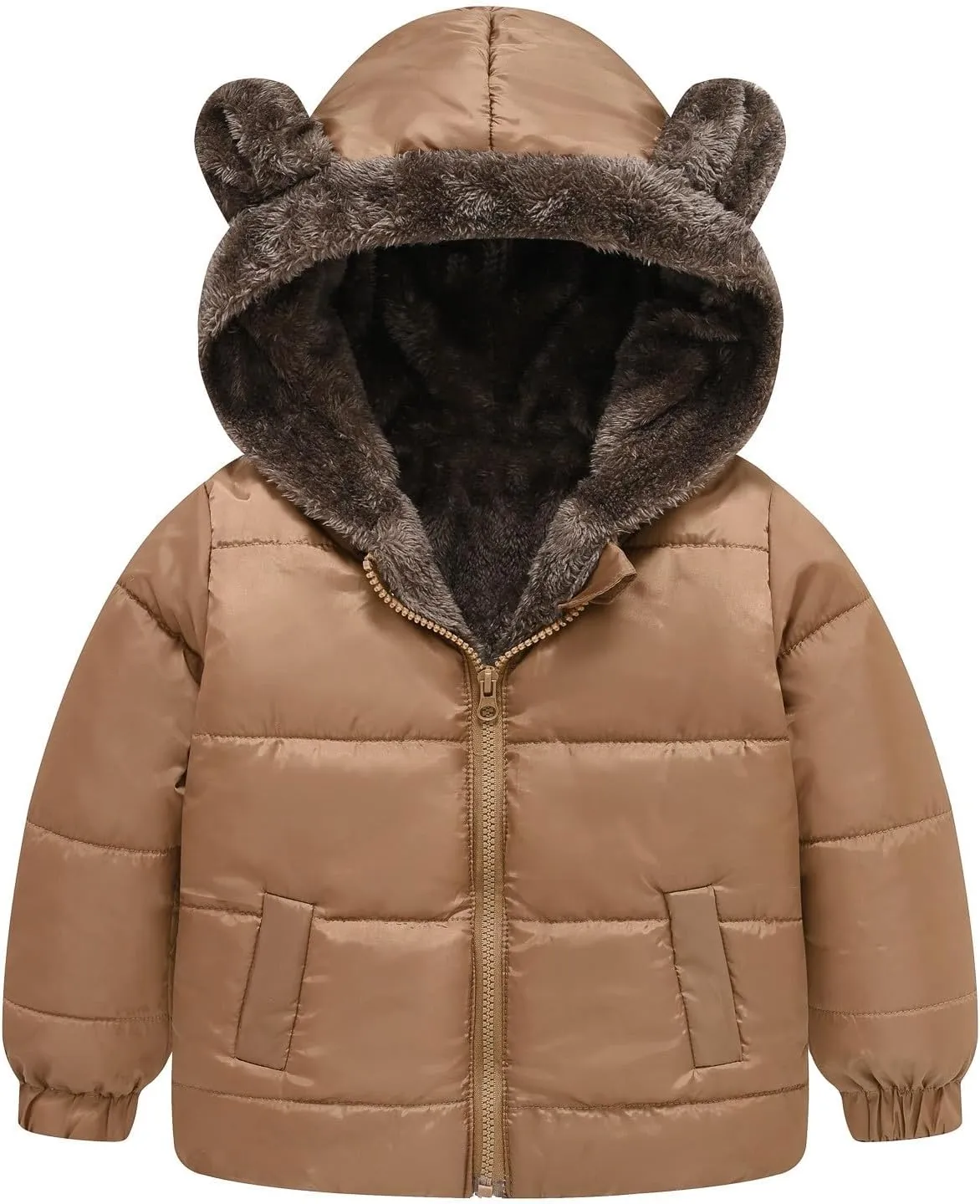 Boys Girls Solid Color Ears Cute Puffer Pocket Children Short Cotton Padded Childrens Coat Snow 9 Month Old Coat Boys