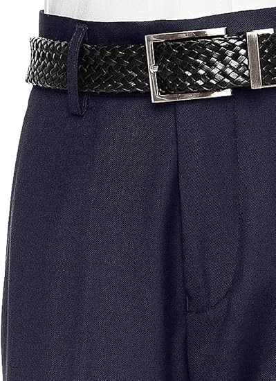 Boys Pant with Two Side Two Back Pockets Non-Elastic Waistband, Slim Pants for Boys Goes with Any Shirt Suit Jacket - Navy