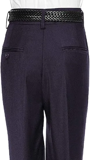 Boys Pant with Two Side Two Back Pockets Non-Elastic Waistband, Slim Pants for Boys Goes with Any Shirt Suit Jacket - Navy