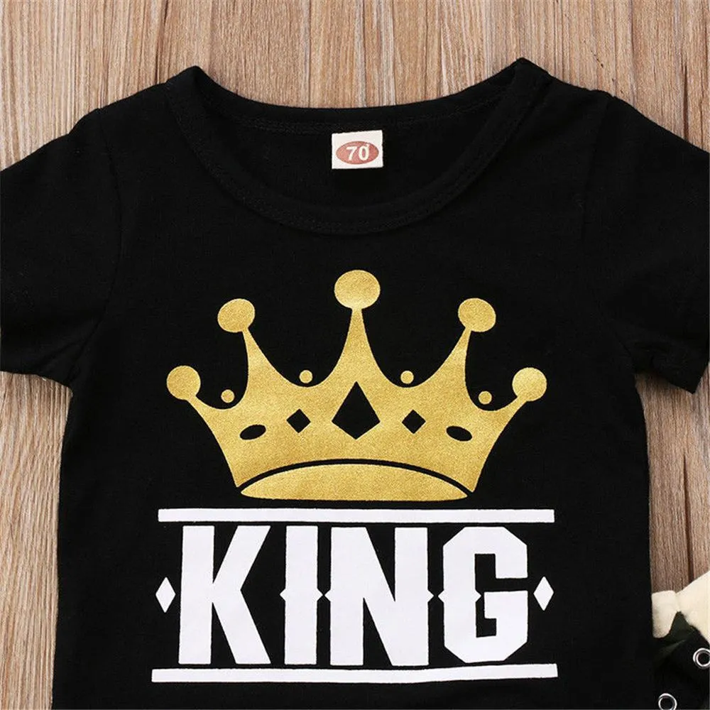Boys Short Sleeve Cartoon Letter Printed Top & Camo Pants Boy Clothing Wholesale