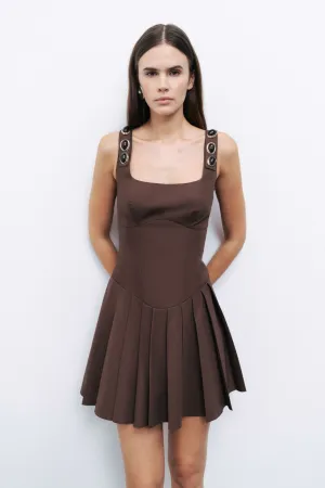 Brown Corset Look Mini Dress