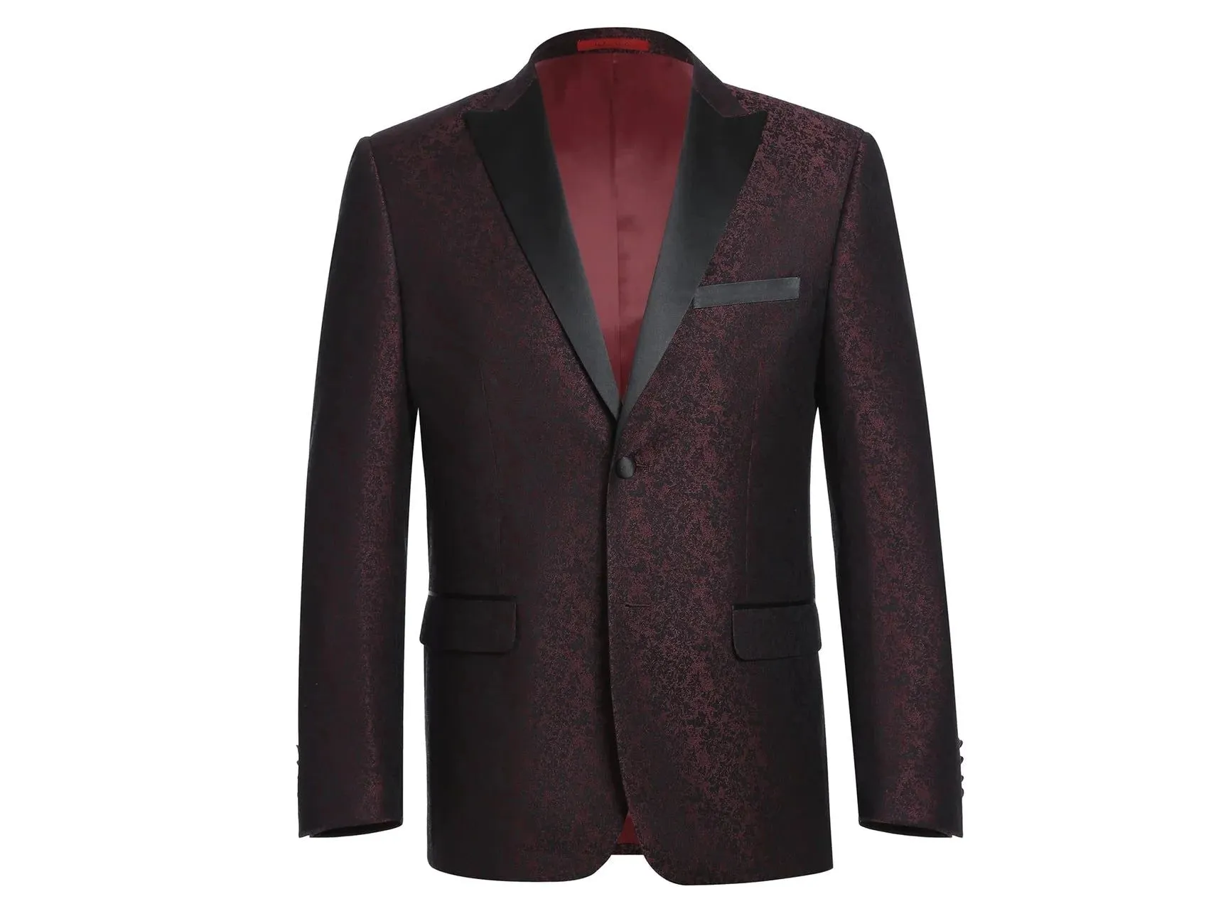 Burgundy Pattern Peak Lapel Dinner Jacket Tuxedo Rental