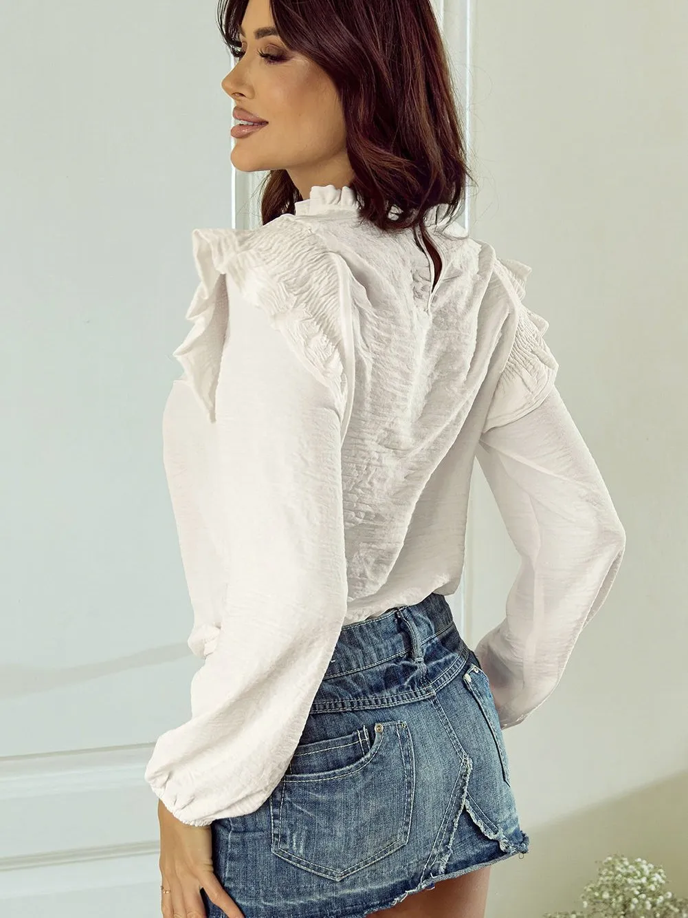 Captivating White Ruffle Top