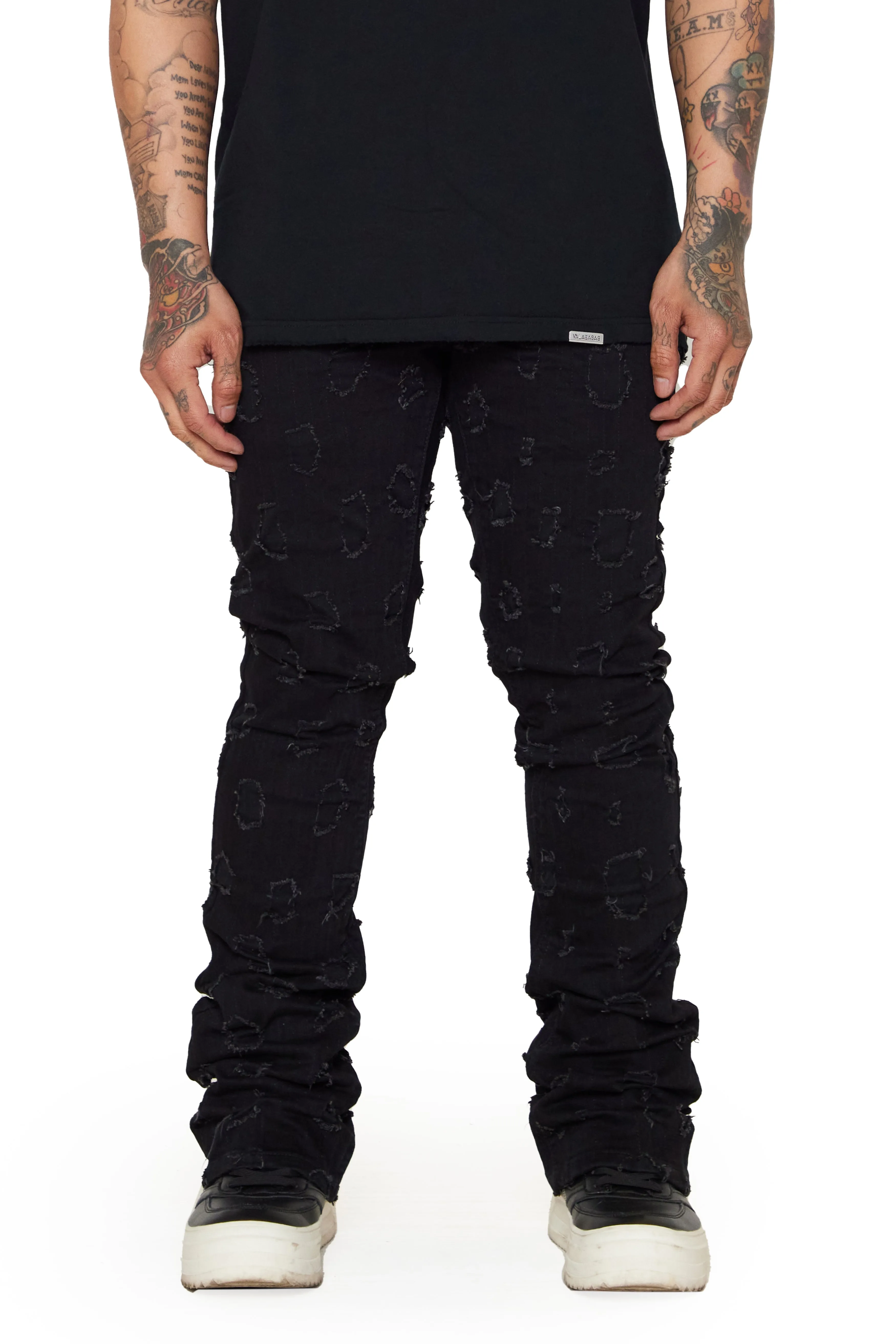 “CHAPTER” BLACK STACKED FLARE JEAN