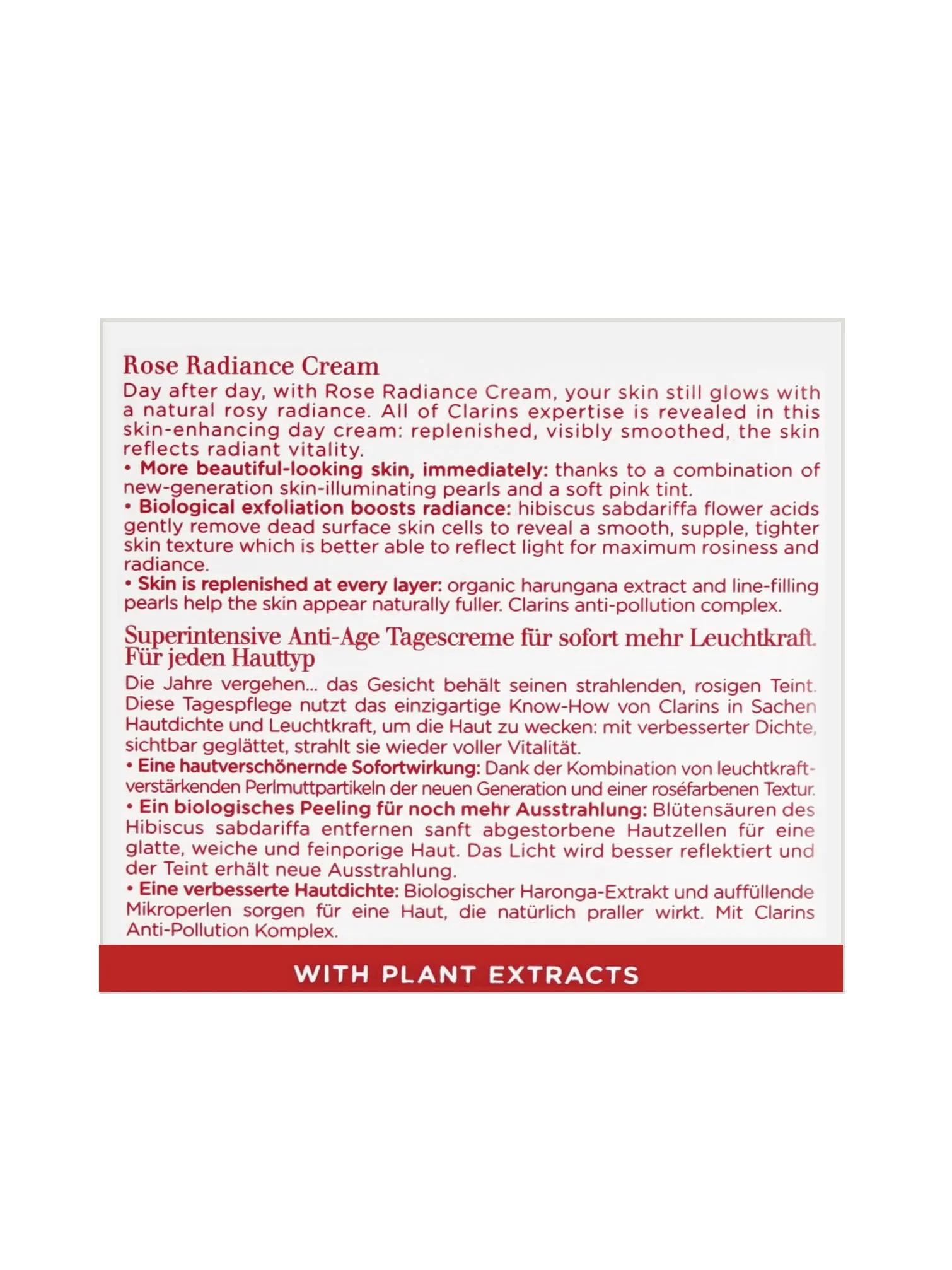 Clarins Rose Radiance Cream Super Restorative All Skin Types 1.7 OZ