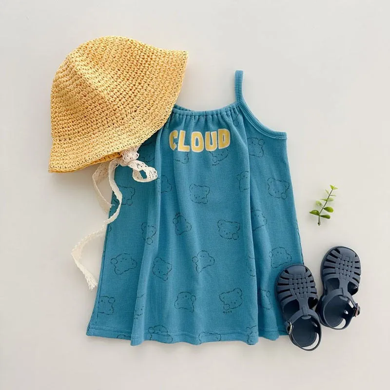 Cloud Bear Waffle Baby Sleeveless Camisole Dress