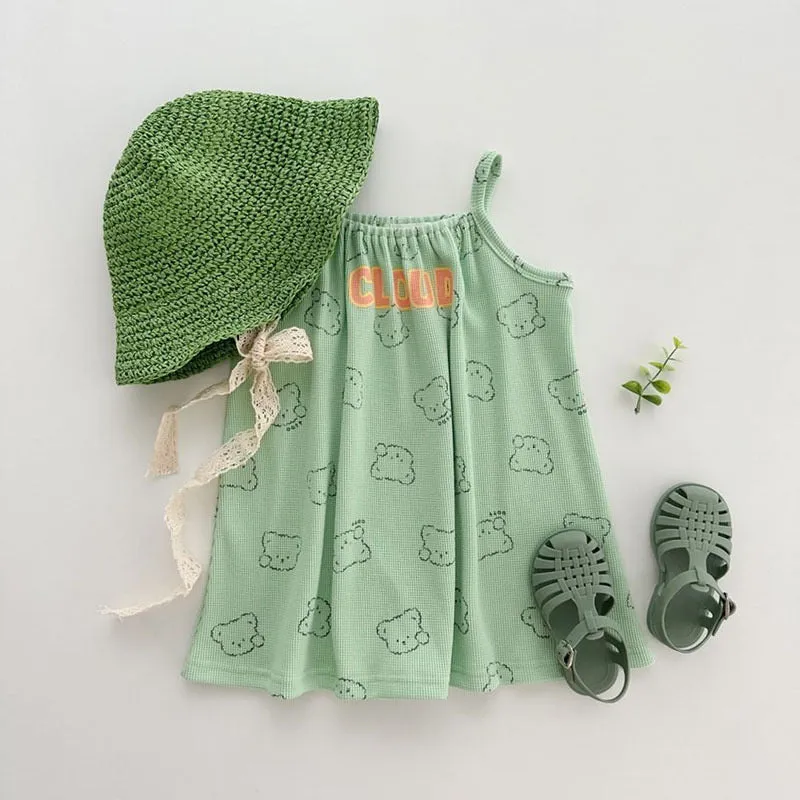 Cloud Bear Waffle Baby Sleeveless Camisole Dress