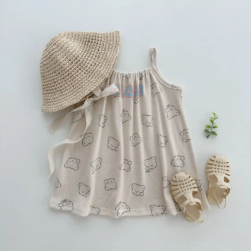 Cloud Bear Waffle Baby Sleeveless Camisole Dress