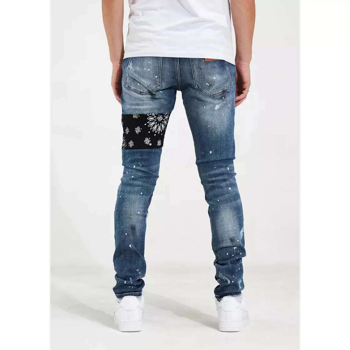 Crysp Denim Castor Blue Patchwork Denim Jeans (CRYSPF121-115)