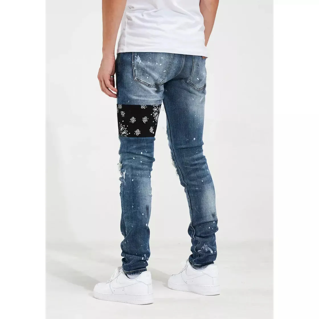 Crysp Denim Castor Blue Patchwork Denim Jeans (CRYSPF121-115)