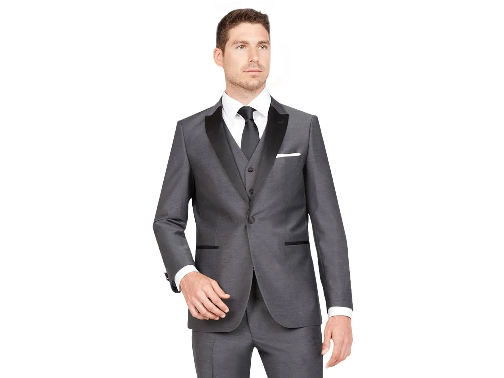 Dark Grey With Black Peak Lapel Tuxedo Rental
