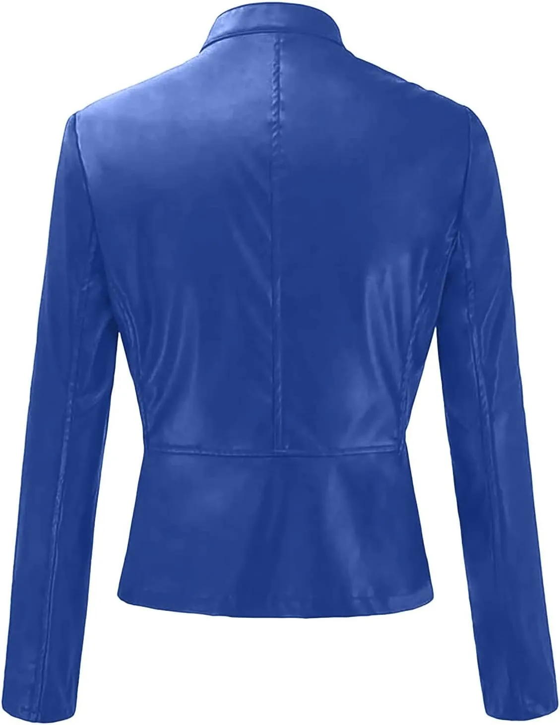 DASAYO Womens Lapel Slim Short Coat Full Zip Open Front Faux Leather PU Jacket Autumn and Winter Fashion Cardigan Jackets