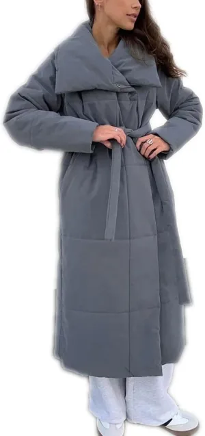 Dawery Women Loose Thicken Jackets Parkas Winter Coats Oversized Warm Long Belt Puffer Jackets Ladies Cotton Padded Jacket