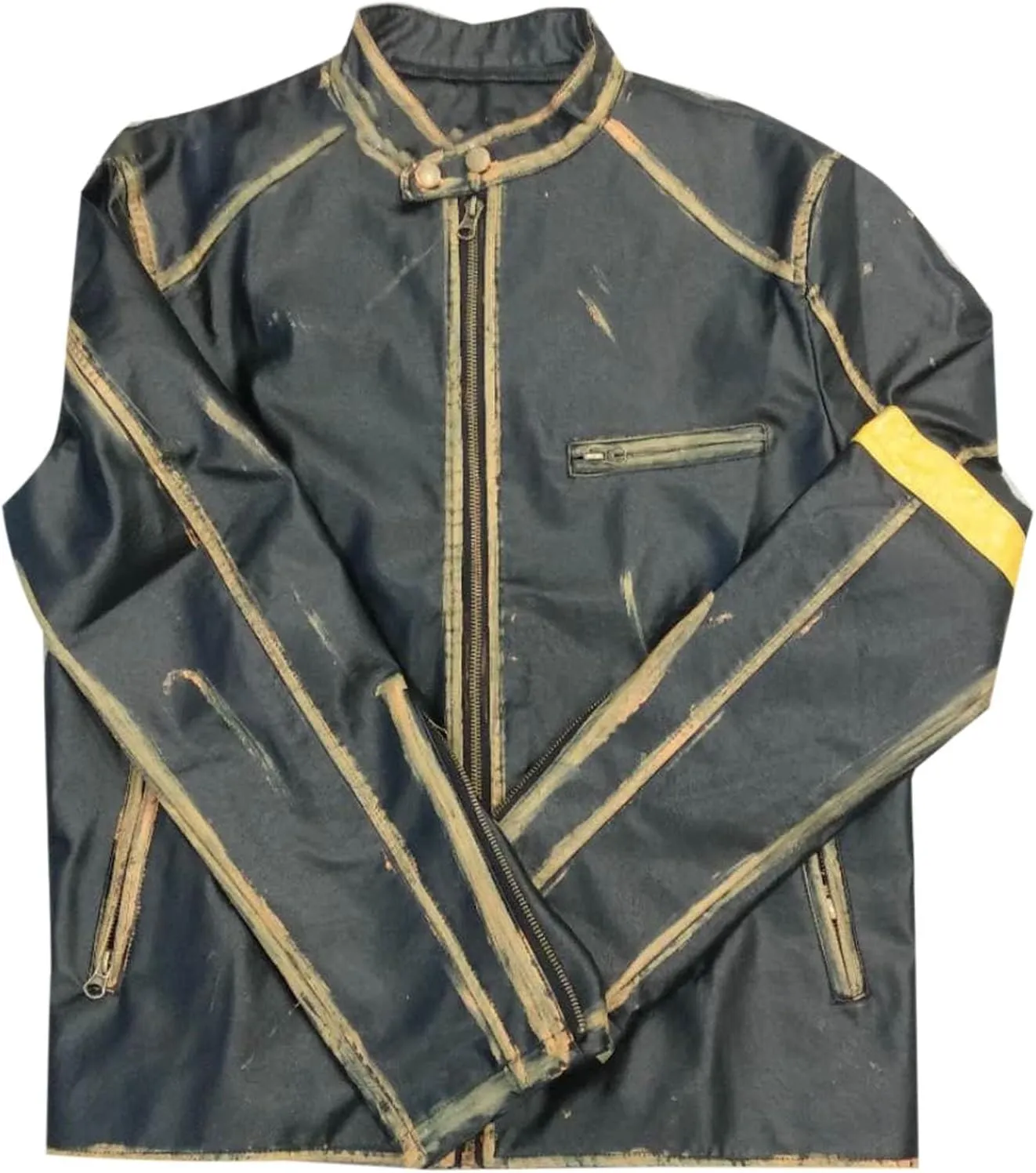 Distressed Motorcycle Jacket Men Faux Leather Slim Fit Zipper Winter Coat Vintage Lightweight Steampunk Biker Jacket
