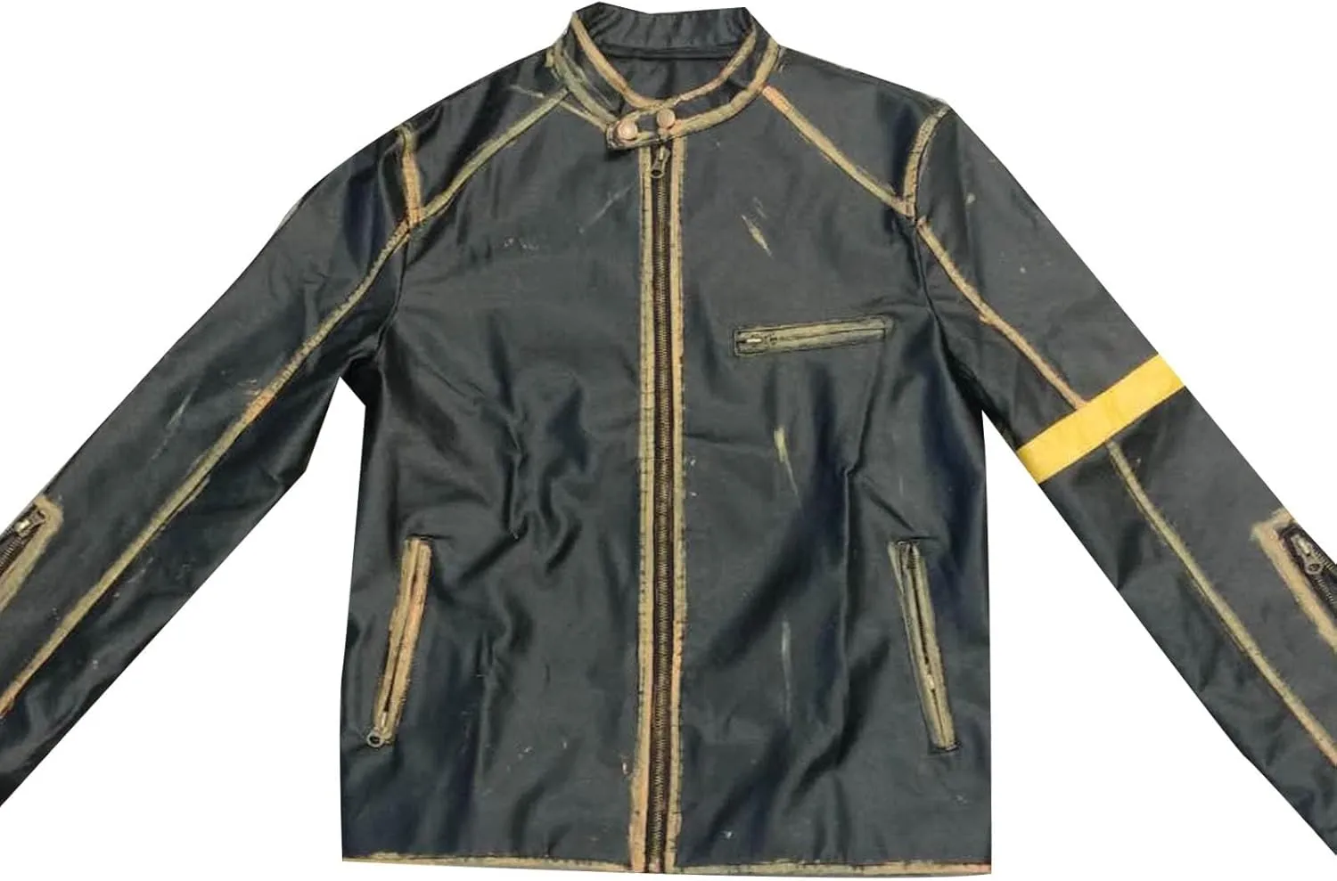 Distressed Motorcycle Jacket Men Faux Leather Slim Fit Zipper Winter Coat Vintage Lightweight Steampunk Biker Jacket