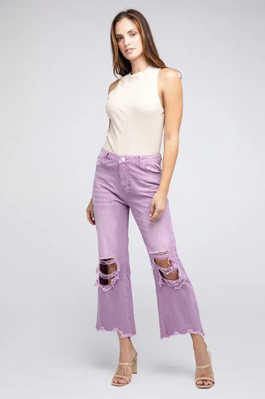 Distressed Vintage Washed Wide Leg Pants (Online Only/Ships from USA)