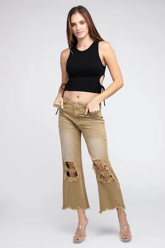 Distressed Vintage Washed Wide Leg Pants (Online Only/Ships from USA)
