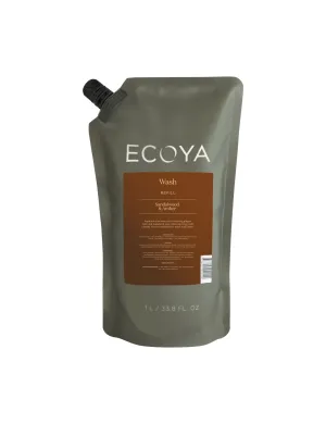 ECOYA Hand & Body Wash Refill 1000ml - Sandalwood & Amber