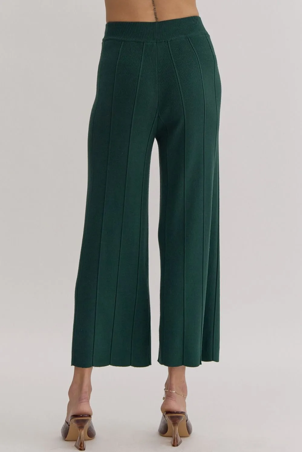 Evergreen Elegance Ribbed Knit Pants