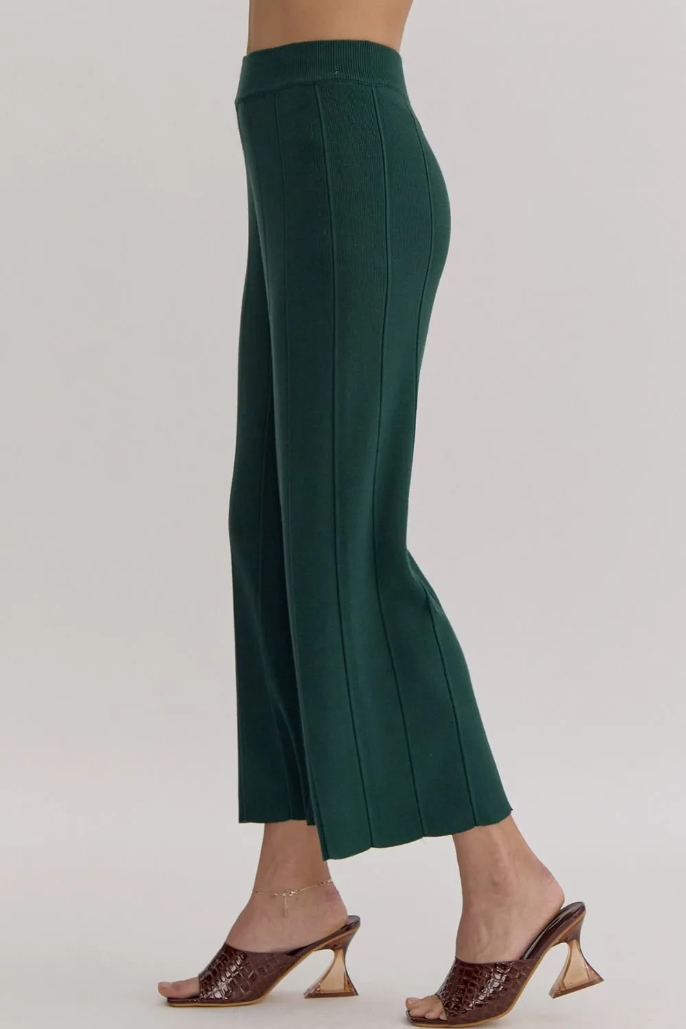 Evergreen Elegance Ribbed Knit Pants