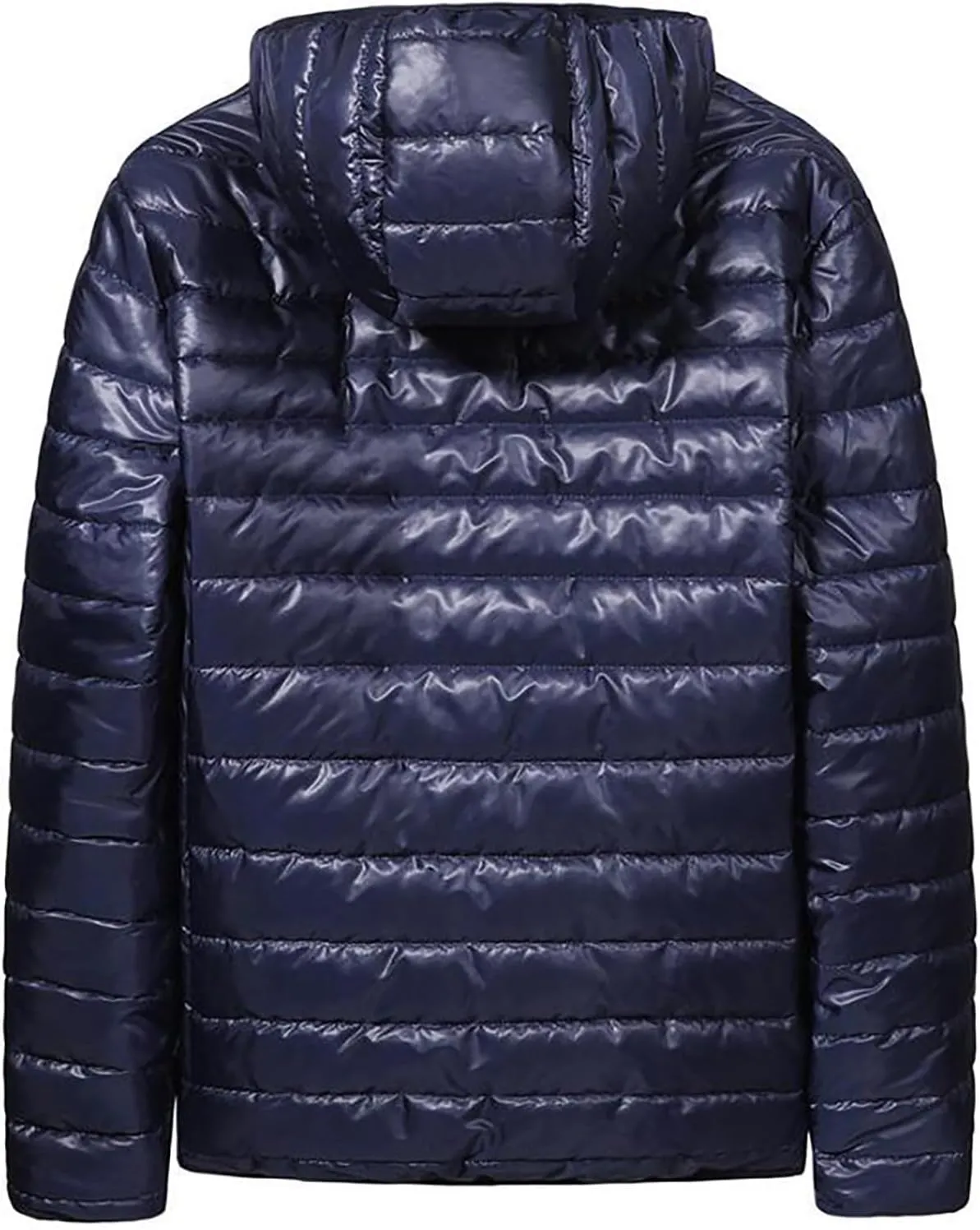 evzosrz Mens Down Jackets with Hood Lightweight Puffer Jacket Zip Warm Packable Winter Hoodies Coats Padded Bubble Outwear