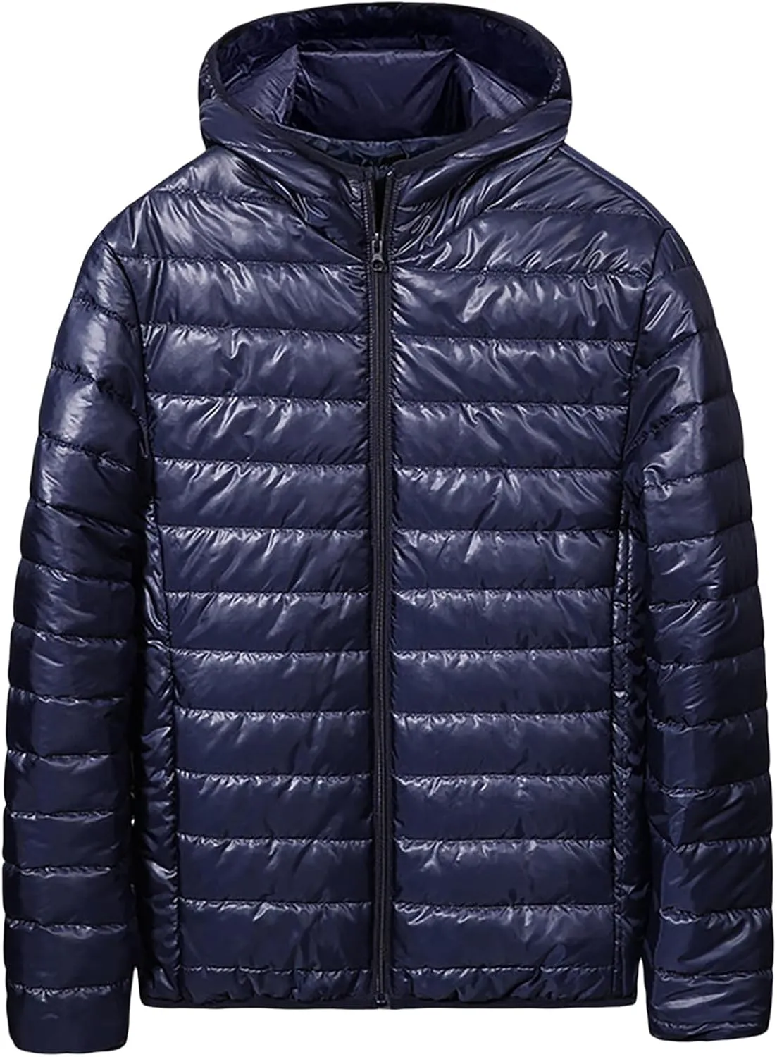 evzosrz Mens Down Jackets with Hood Lightweight Puffer Jacket Zip Warm Packable Winter Hoodies Coats Padded Bubble Outwear