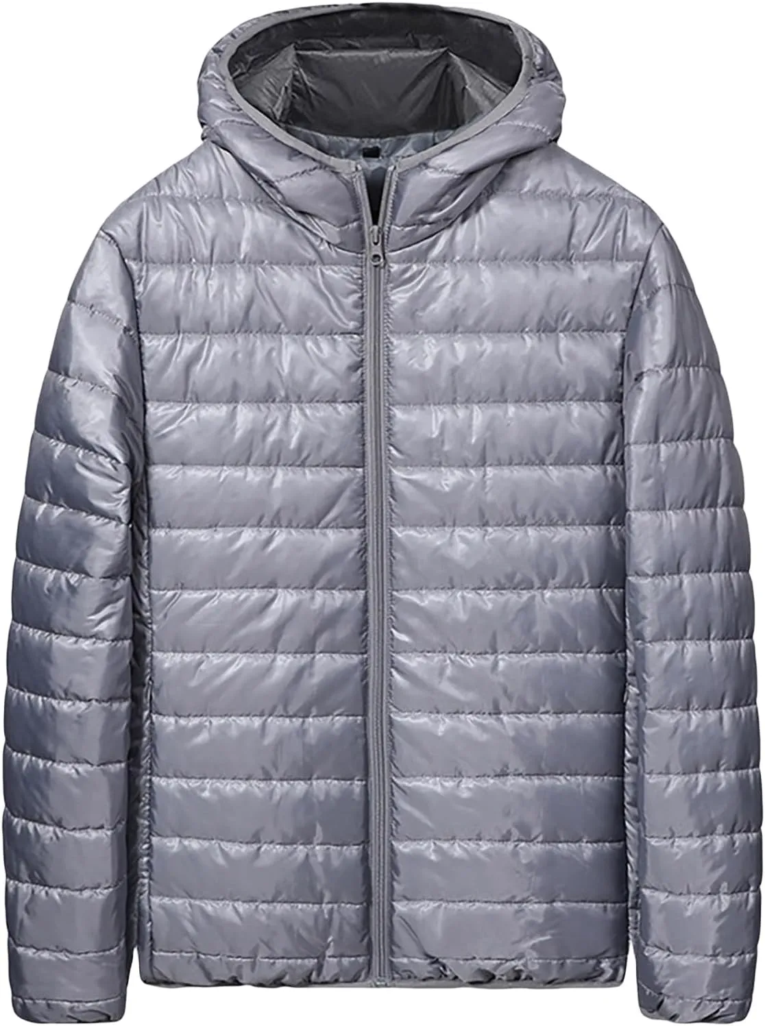 evzosrz Mens Down Jackets with Hood Lightweight Puffer Jacket Zip Warm Packable Winter Hoodies Coats Padded Bubble Outwear