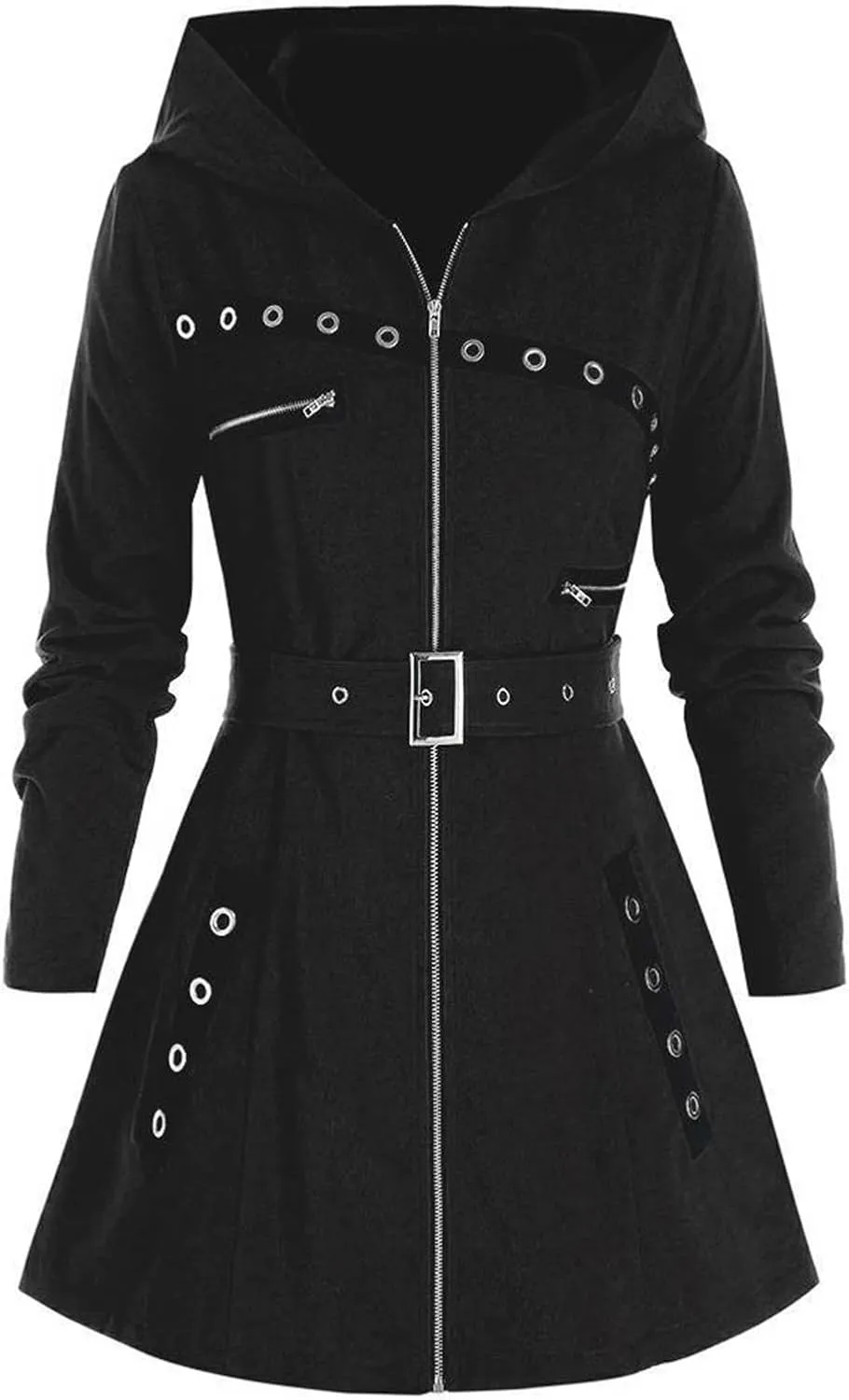 Fall Jackets for Women Gothic Punk Clothes Zip Up Hoodies Casual Long Coats with Pocket Y2k Jacket Trendy Outerwear