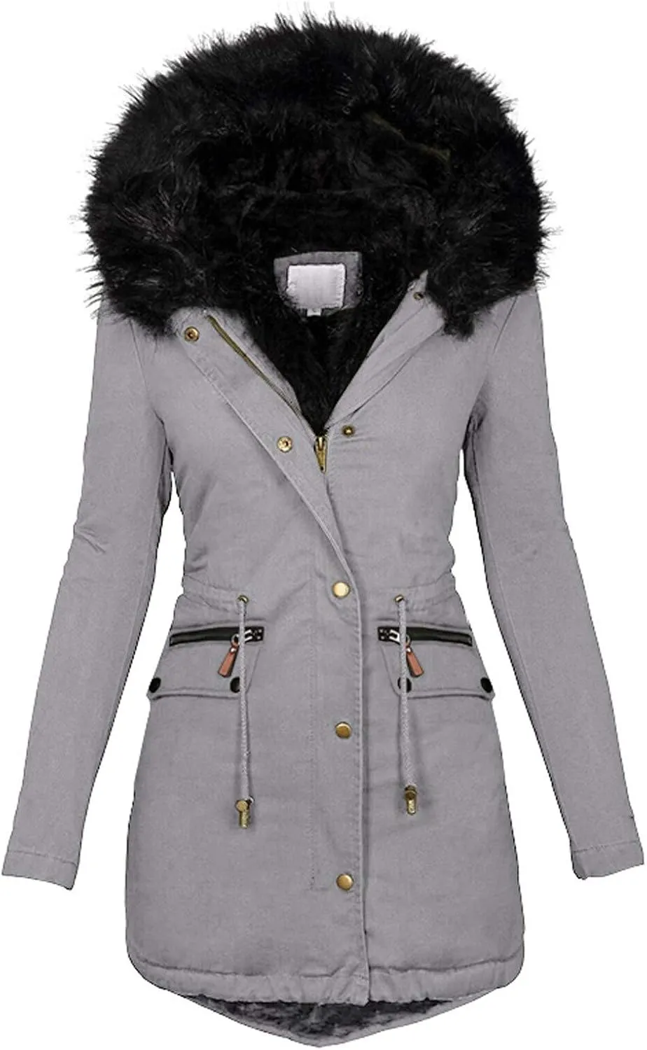 Fall Winter Coat for Women Casual Sherpa Fleece Lined Hooded Cotton Padded Jackets Zip Up Puffer Hoodie Jacket Parka Pea Coat